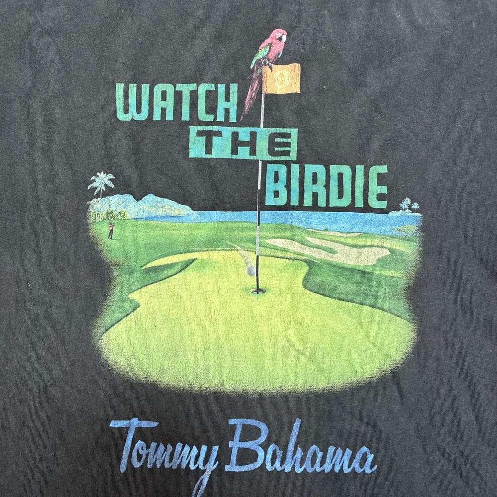 Vintage Tommy Bahama‎ T-shirt Men's 2XB 2XL Golf Birdie Black 80s Relax Cotton